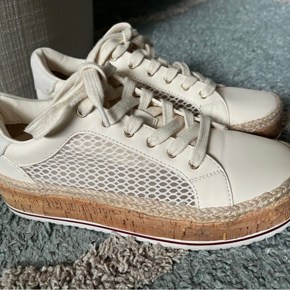 JLO Beige Cork Platform Sneakers Jennifer Lopez